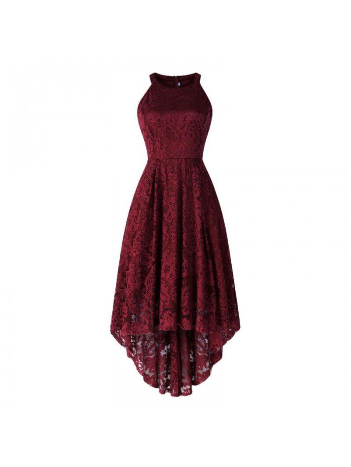 New popular women's summer neckline sleeveless cocktail swing lace dress 