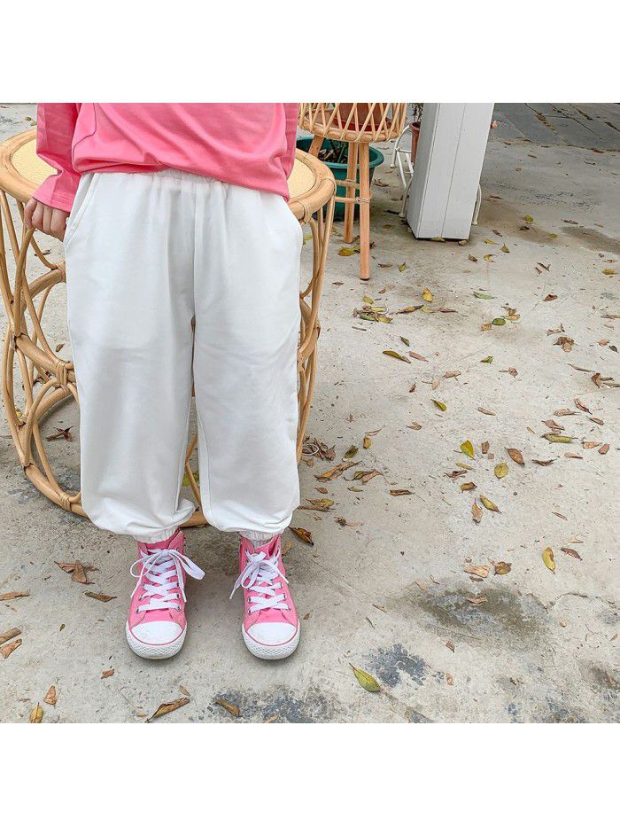 Children's Sports Pants Men's and Women's Cotton Casual Pants Spring New Children's Dress Feet Guard Pants Children's Dress Knitted Pants 