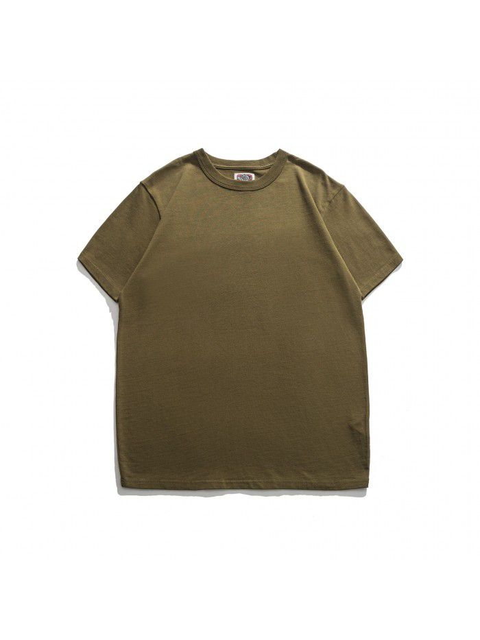 Double Yarn Pure Cotton Casual T-shirt Heavyweight High Quality Durable Underlay 