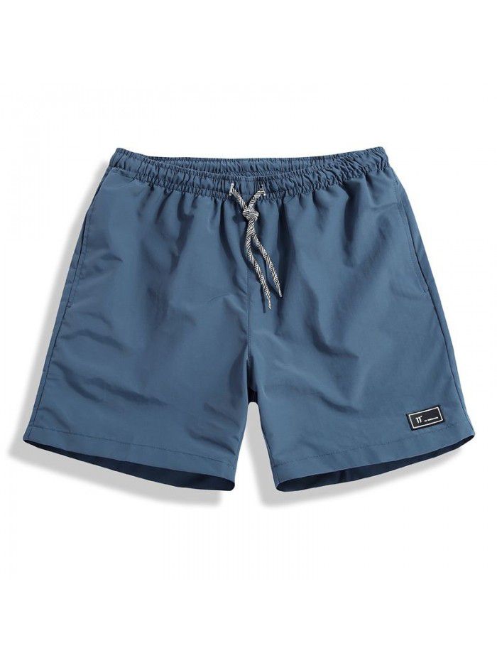 Summer Candy Shorts Capris Men's Beach Pants Elastic Waist Drawstring Loose Straight Leg Shorts 