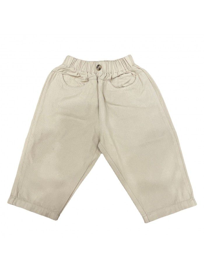 Boys' Japanese Spring and Autumn New Children's Cotton Pants for Children's Pants, Girls' Casual Pants, Solid Color, Fashionable 
