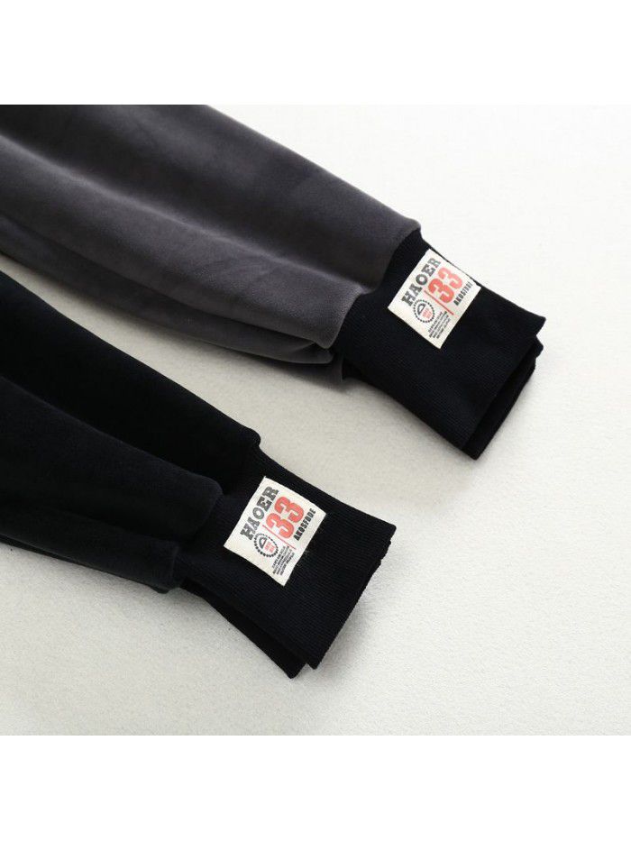 Baby plush long pants for boys and girls Leisure sports pants for children Thickened golden velvet warm pants 