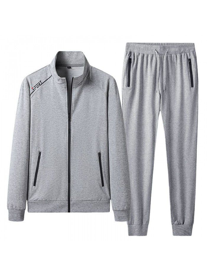New Men's Casual Sports Set Cotton Cardigan Sweater Pants Two Piece Fashion Fashion Comfortable Men's Wear 