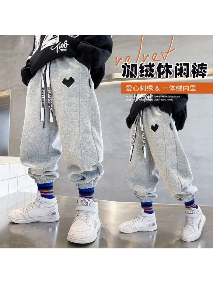 Children's Spring and Autumn New Big Boys' Spring and Autumn Grey Sports Guards Pants Casual Pants Korean Version 