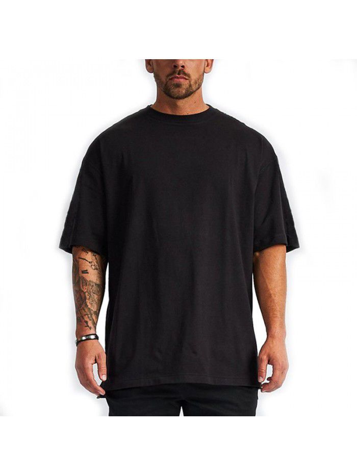 Clothing Men's T-shirt Pure Cotton Drop Shoulder Loose Short Sleeve Fashion Brand Men's T-shirt 