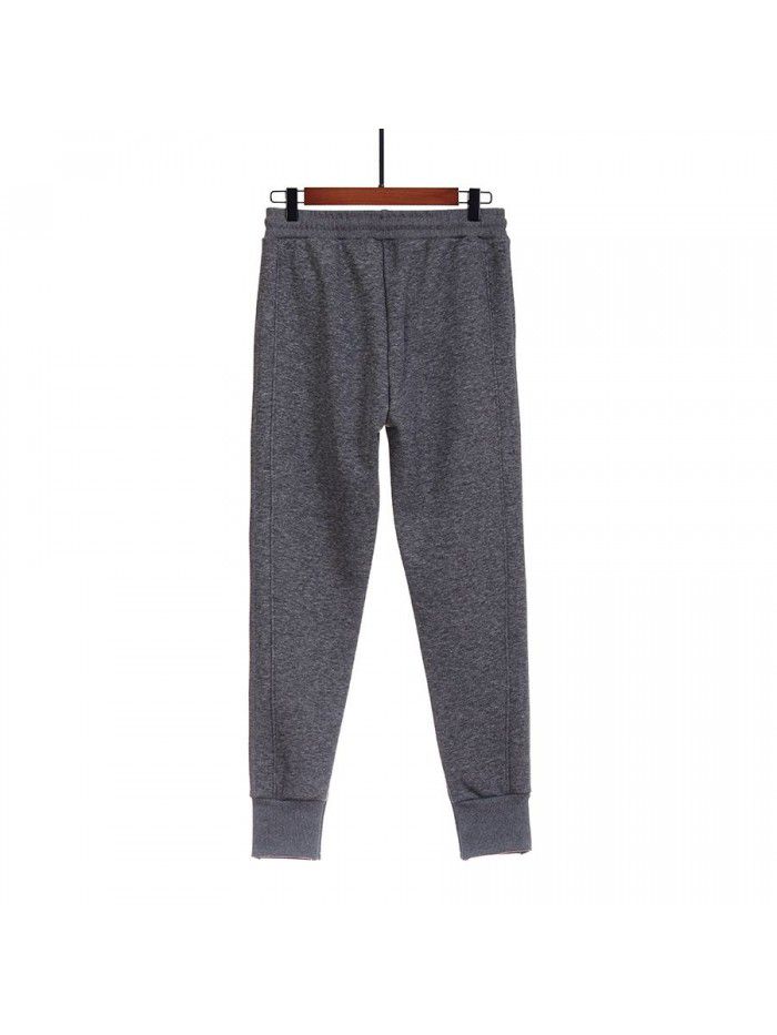 Women's winter plush thickened elastic waist high waist cotton warm casual sports pants side leg pants radish pants 