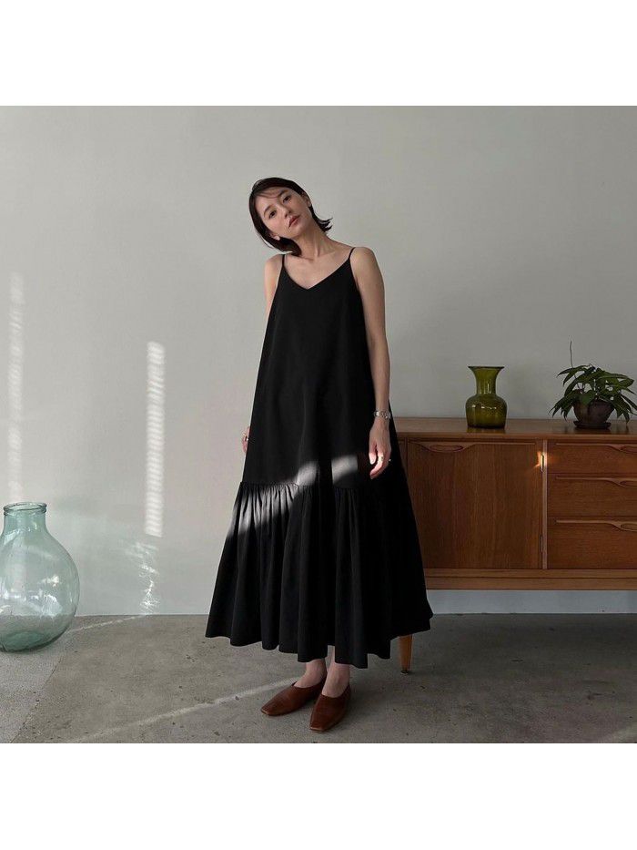 Strap Dress Xia Xiaozhong Design Women's All Cotton Doll Skirt with Bra Dress 