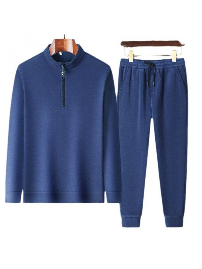 Autumn Sports Set Men's Autumn New Loose Solid Color Running Casual Sportswear 