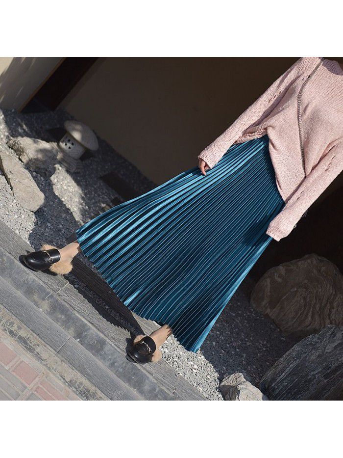 Pleated skirt, half length skirt, autumn and winter new high waisted retro fashion, half length skirt, women's winter 