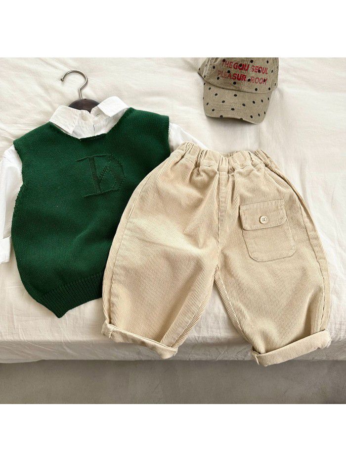 Children's Corduroy Pants Spring and Autumn New Baby Casual Pants Outwear Boys' Pants 