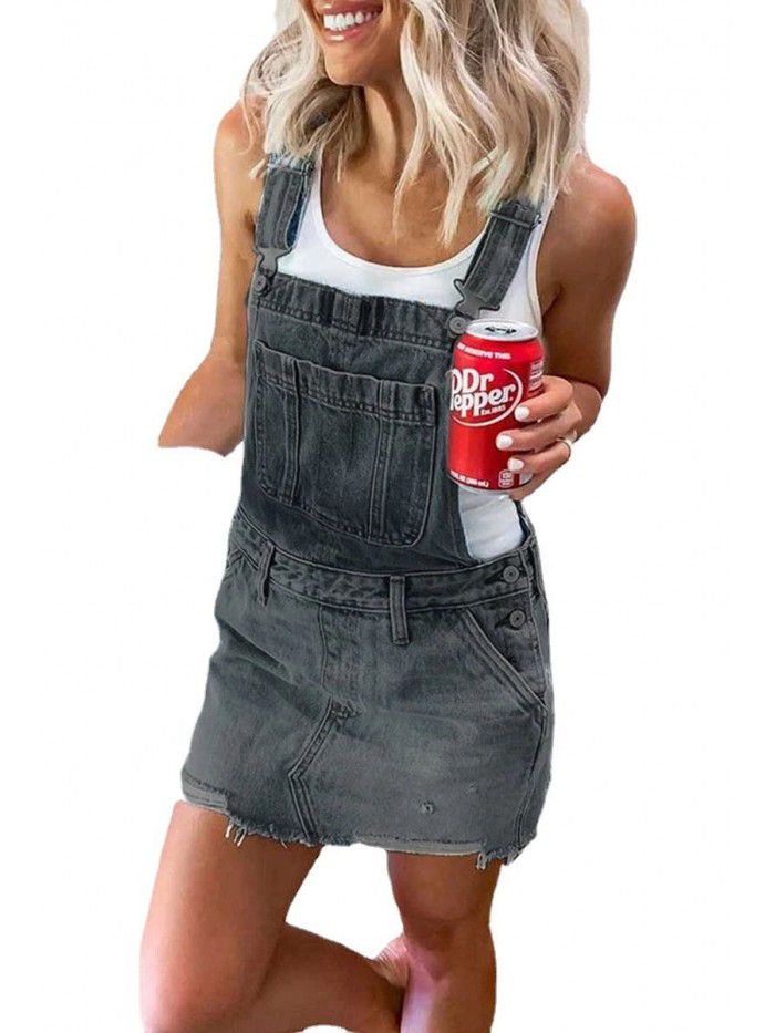 Women's Wash Water Denim Skirt Strap Skirt Slim Slim Drop Dress Dress 