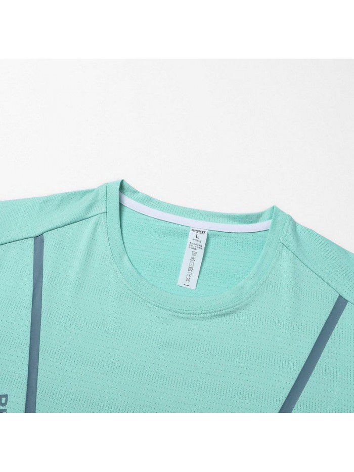 New High Quality Men's Ice Silk T-shirt Round Neck Short Sleeve Set Outdoor Sports Casual Pants Summer Two Piece Set 