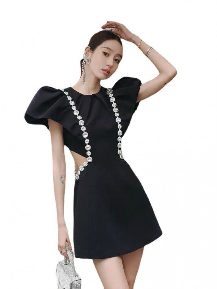 Spring and Autumn Candy Crowd Dress Small Dress Light Luxury Fairy Series Pengpeng Skirt Black Dress 