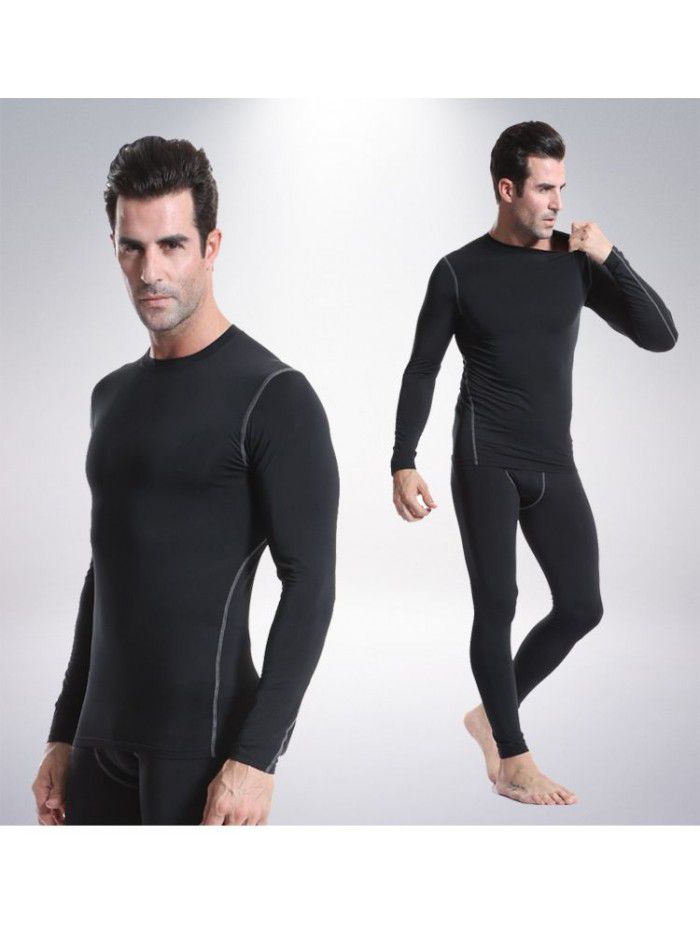 Sports tight-fitting long-sleeved quick-drying training fitness suit men's high elastic compression basketball top football running 