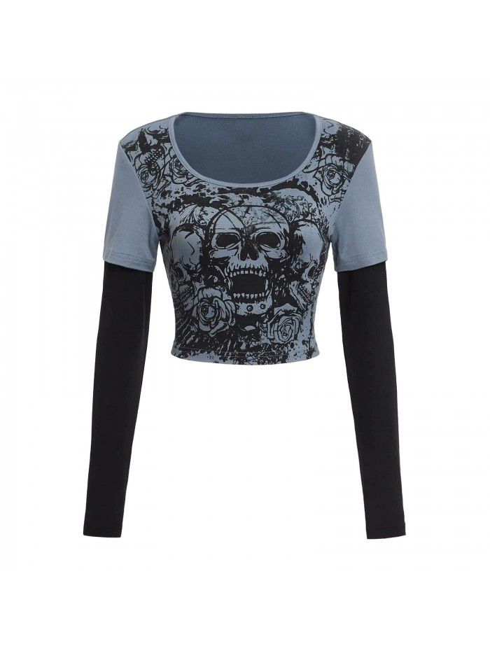 Women's tight fitting long sleeved T-shirt Street hip-hop sports casual bottom shirt 