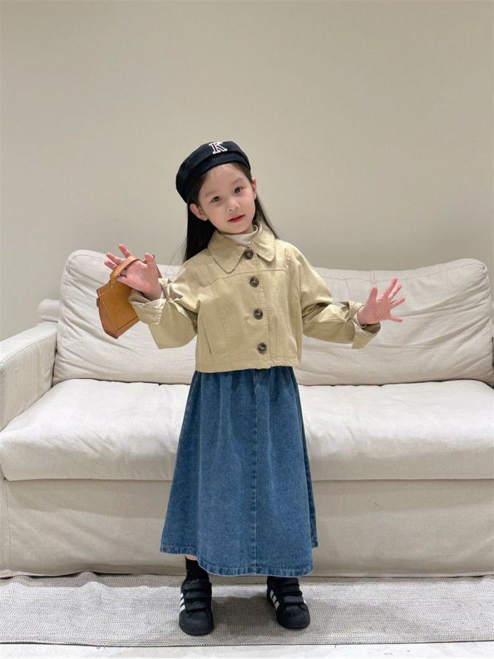 Children's clothing, girls' new spring and autumn dress, children's half length skirt, baby's fashionable denim skirt 