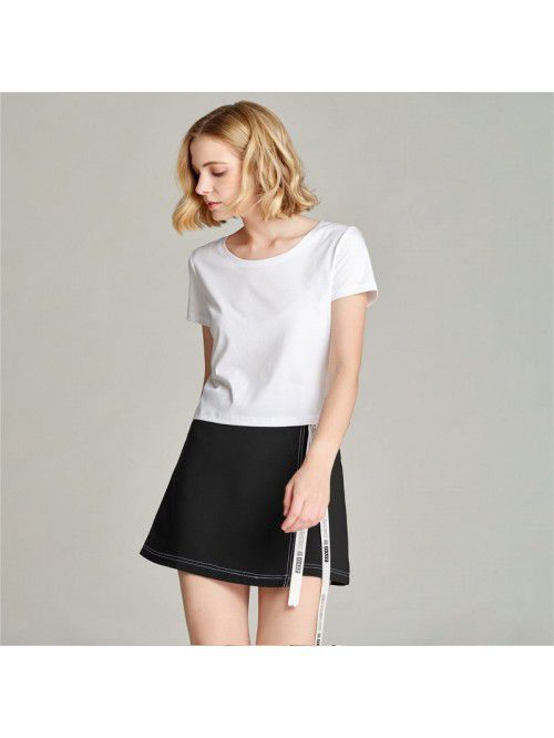 T-shirt Women's Short Cotton High Waist Summer Loo...
