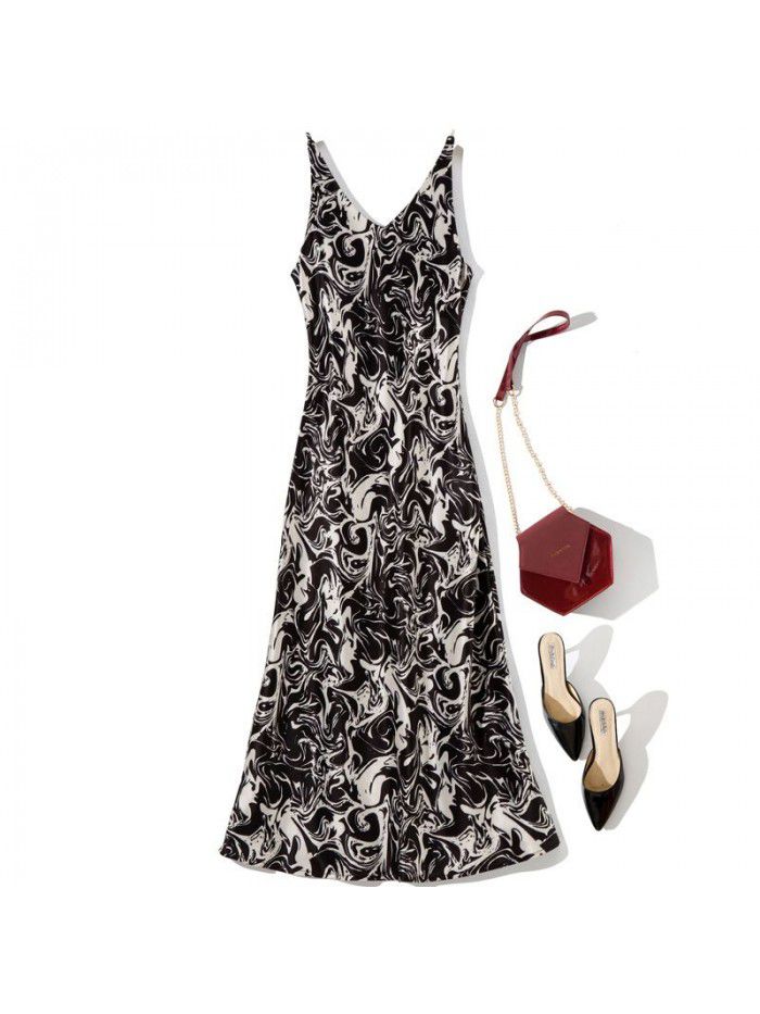 Autumn New Fashion Strap Printing Temperament Slim Fit Acetic Acid Women's Sleeveless Dress  Autumn New Fashion Strap Printing Temperament Slim Fit Acetic Acid Women's Sleeveless Dress