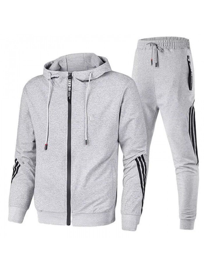 Men's Leisure Sports Set Fashion Zipper Coat Men's Running Sports Set