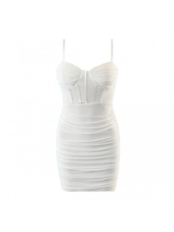 Spicy Girl Fish Bone Waist Dress Women's Sexy Tight Fit Wrapped Hip Slim Short Skirt 