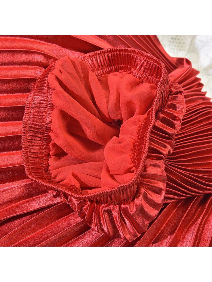 Pleated skirt, half length skirt, autumn and winter new high waisted retro fashion, half length skirt, women's winter 