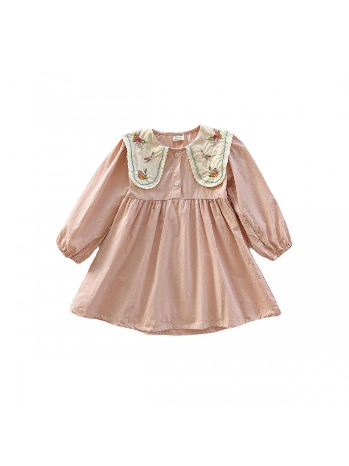 Autumn style small and medium-sized girl children's dress princess skirt cotton long sleeved children's skirt 
