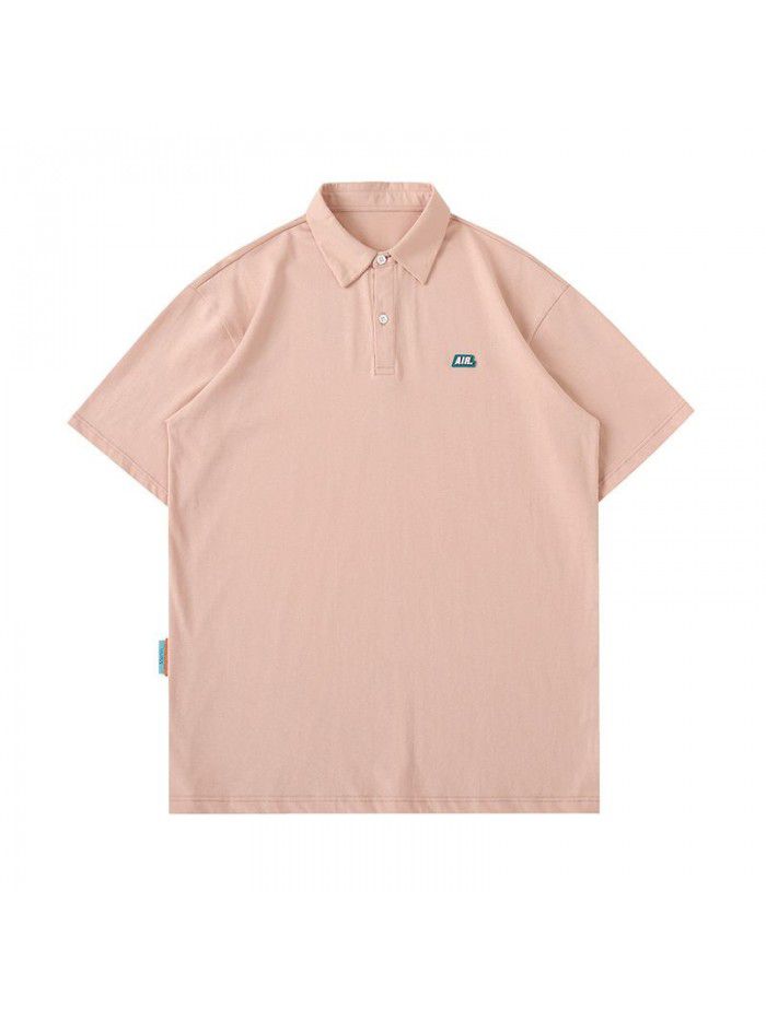Pure cotton polo neck short sleeved T-shirt summer new loose lapel Japanese T-shirt 