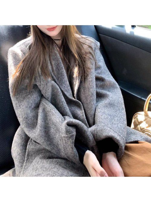 Winter double-sided woolen coat with medium length...