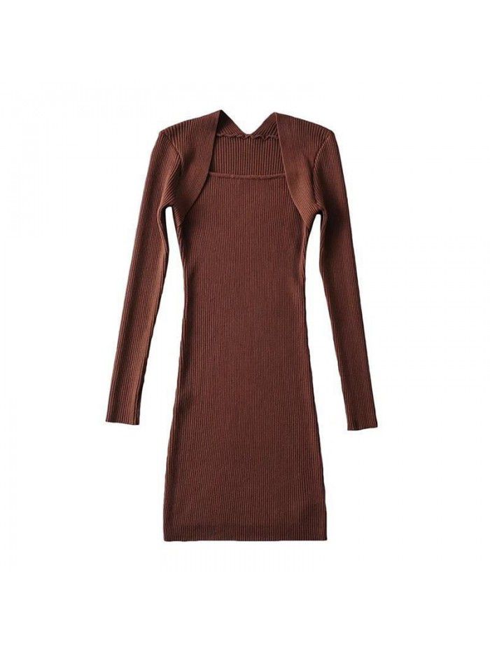 Autumn and Winter Spicy Girls Show Thin Knitted Long Sleeve Dress Women Sexy Wrapped Hip Short Skirt Women 