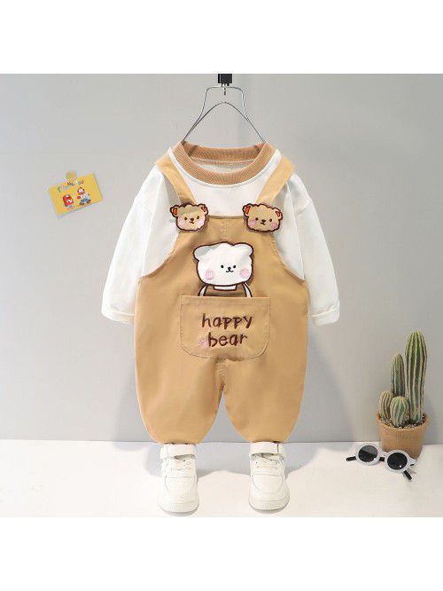 Boys' Autumn Strap Pants Set Girls' Baby Cartoon S...