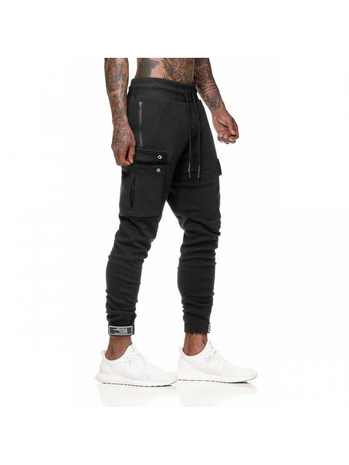Muscle Fitness Brother Pure Cotton Sports Pants Men's Slim Fit Fitness Pants Running Training Pants 