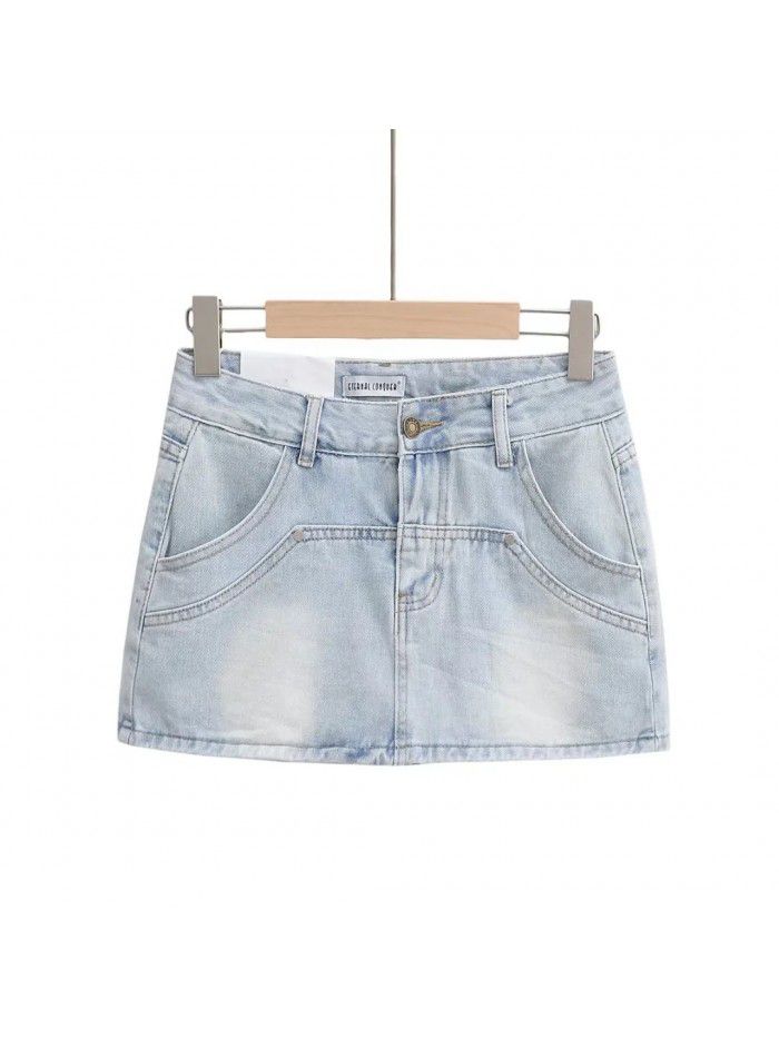 Spicy Girl Retro High Waist Slim and Anti Shining Wrap Hip Short Skirt Women's Summer Leg Show Long Skirt Pants Denim Half Skirt 