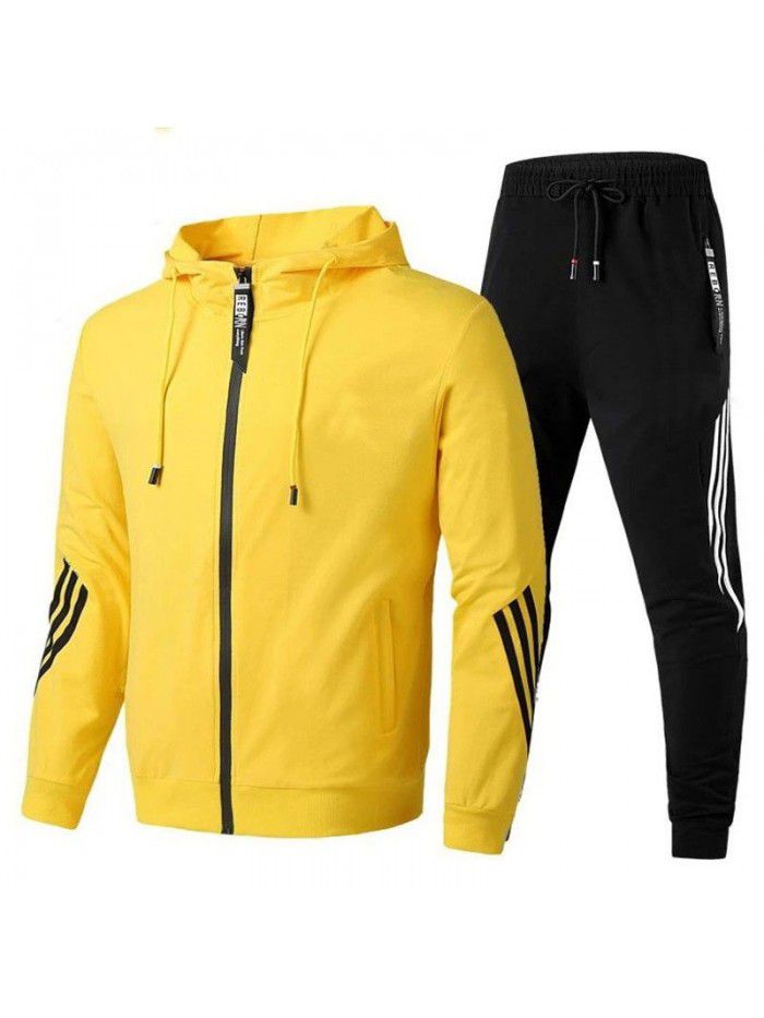 Spring and Autumn New Sports Men's Set Casual Sweater Pullover Fashion Zipper Set 