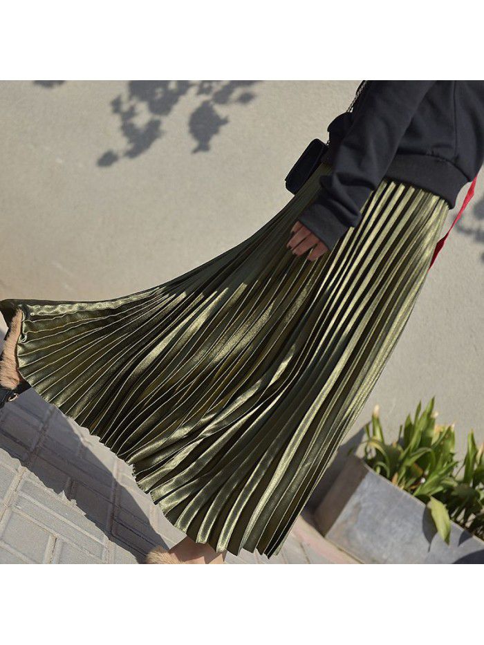 Pleated skirt, half length skirt, autumn and winter new high waisted retro fashion, half length skirt, women's winter 