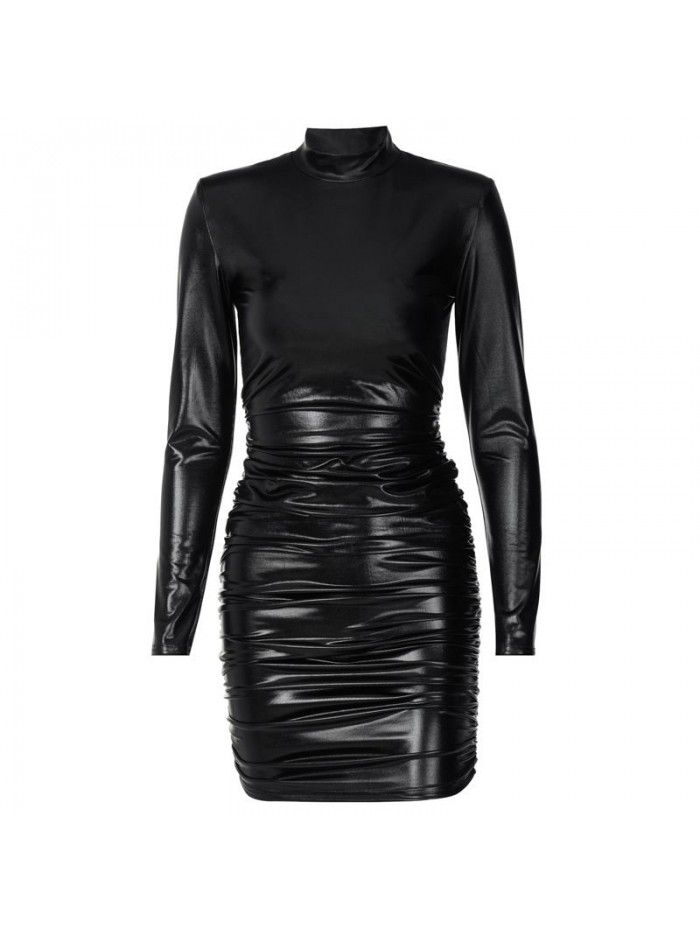 Women's Winter New Fashion Sexy Slim Fit Slim Ruffled Long Sleeve Dress 
