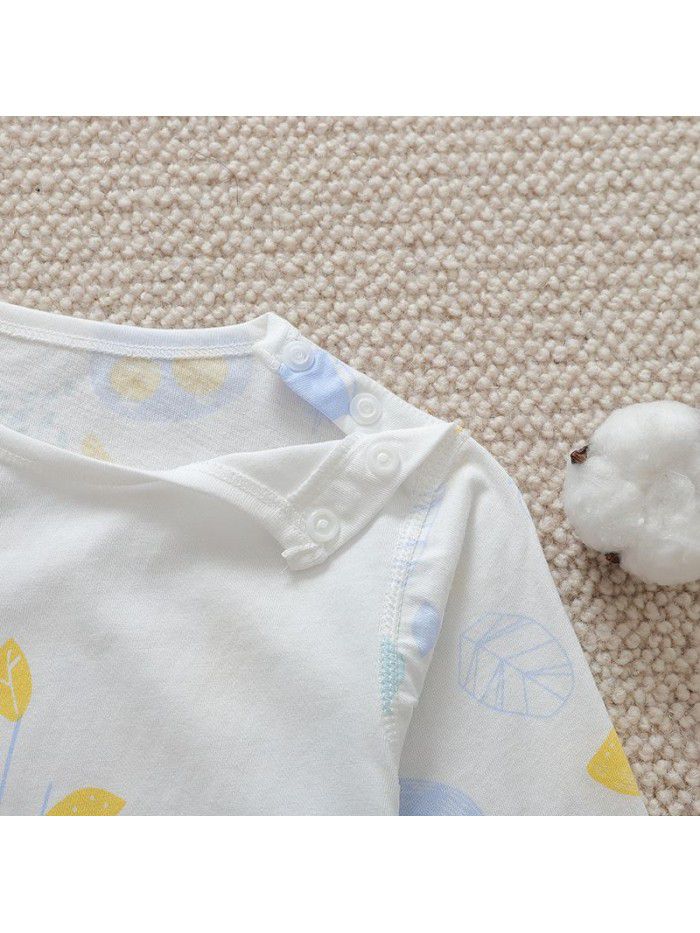 Children's pajama set: pure cotton thin long sleeved autumn clothing for girls and boys: all cotton baby autumn clothing 