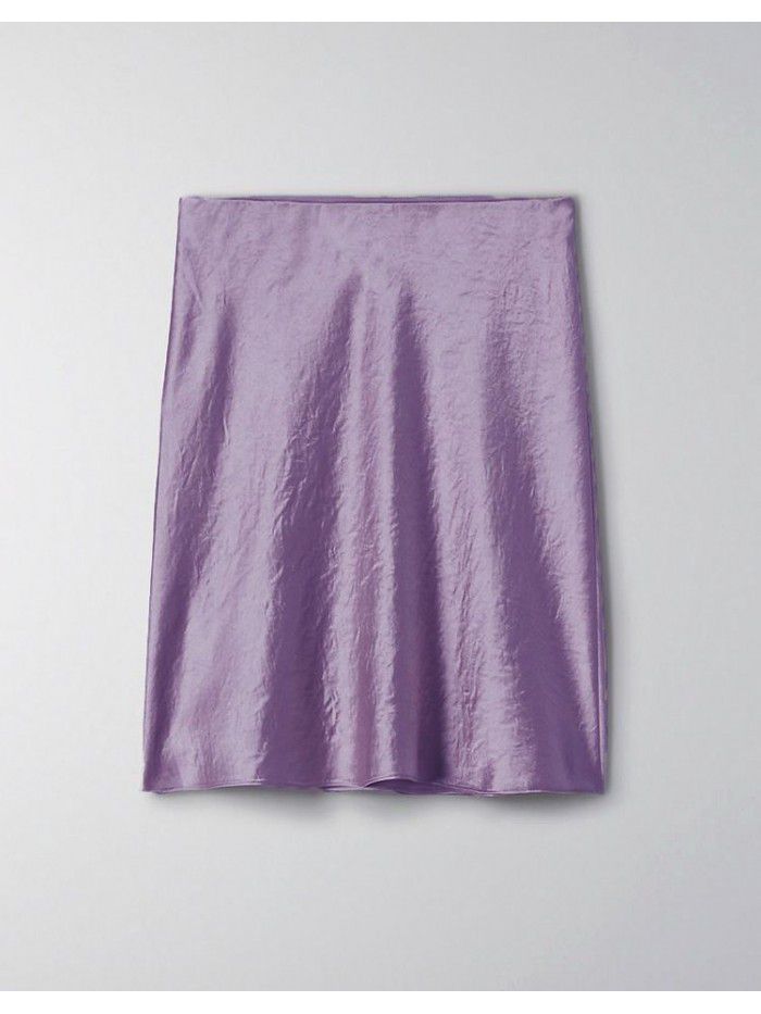 Xia Zhen Si Mulberry Silk High Waist Glossy Drop Short Skirt Half length Skirt