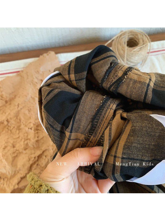 Spring and Autumn New Children's Pants Children's Korean Checkered Pants Men's Fashion Spring and Autumn Leisure Pants 