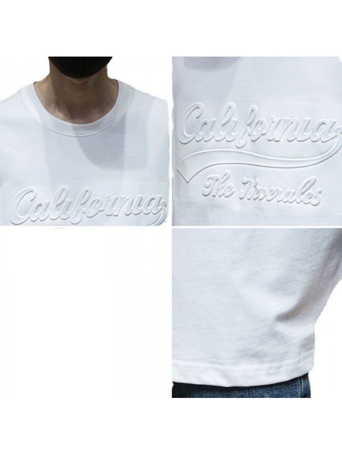Black Short Sleeve T-shirt Men's Cotton Loose Large Men's Wear Men's Steel Print Boys' Top 