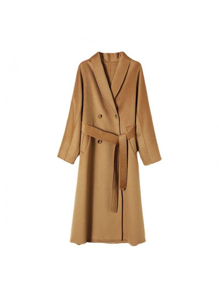Water ripple double-sided cashmere coat for women's autumn and winter fashion double-sided woolen coat for women's woolen coat