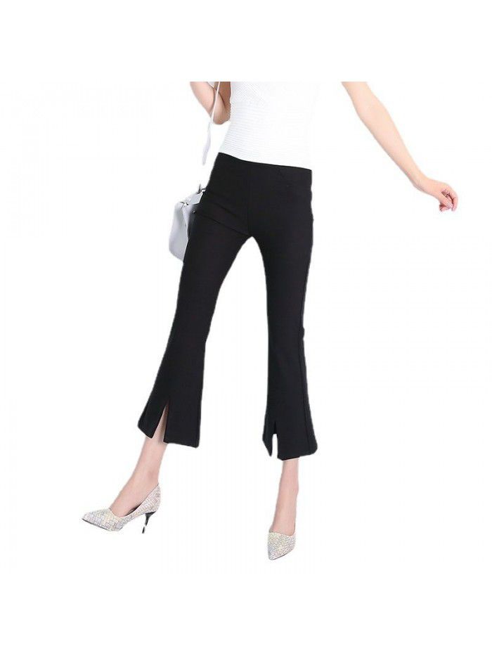 Autumn and Winter New Women's Casual Pants Temperament Commuter Split Flare Pants Nine Split Wide Leg Pants 