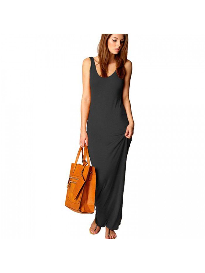 Summer New Casual Women's Subsexy Tank Top Long Dress Sleeveless Slim Fit Dress 