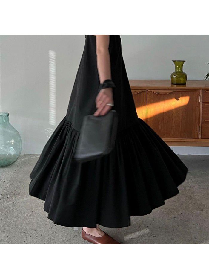 Strap Dress Xia Xiaozhong Design Women's All Cotton Doll Skirt with Bra Dress 
