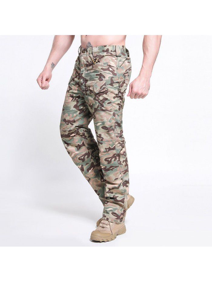Plaid Multi Pocket Casual Work Wear Pants Men's Outdoor Charge Sports Tactical Pants 