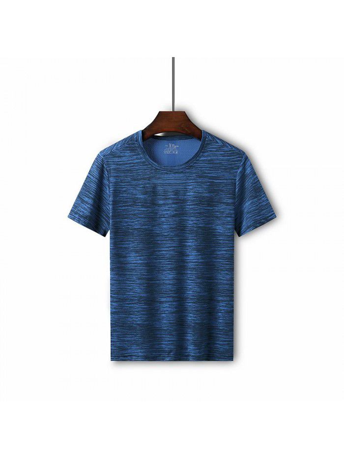 Summer men's loose fitting T-shirt running casual short sleeved round neck quick drying shorts sports set