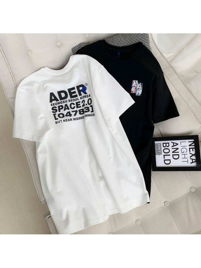 New Letter Graffiti Embroidery T-shirt Round Neck Loose Versatile Print Casual Couple Short Sleeve 