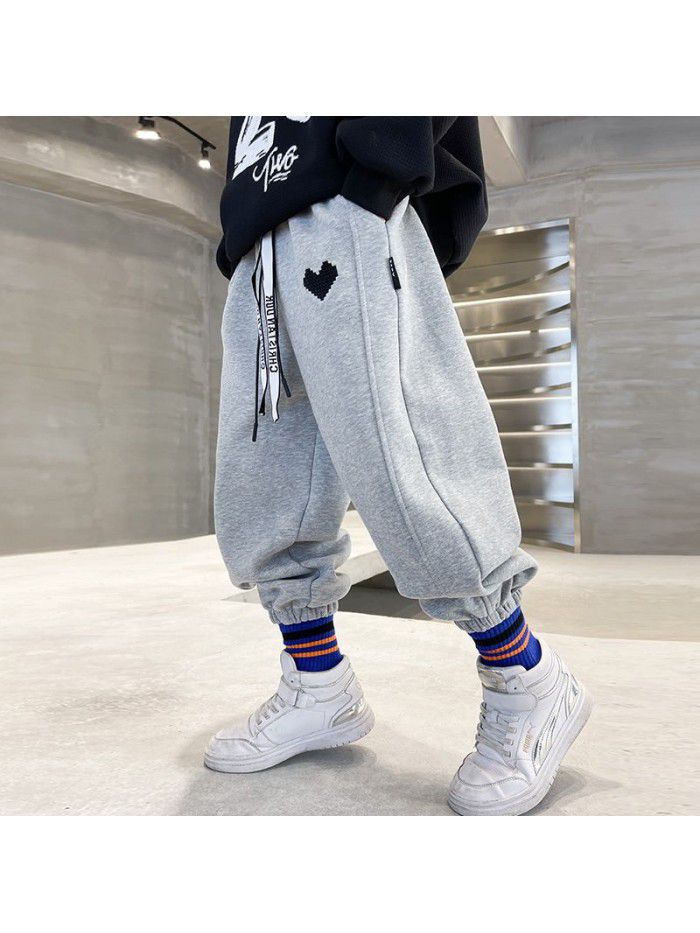 Children's Spring and Autumn New Big Boys' Spring and Autumn Grey Sports Guards Pants Casual Pants Korean Version 