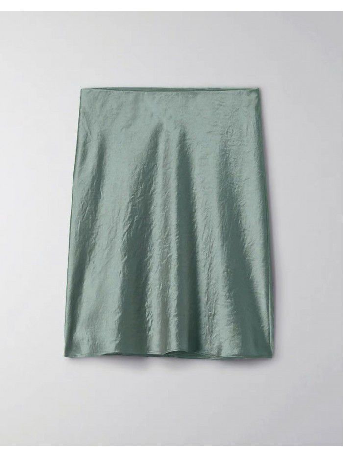 Xia Zhen Si Mulberry Silk High Waist Glossy Drop Short Skirt Half length Skirt
