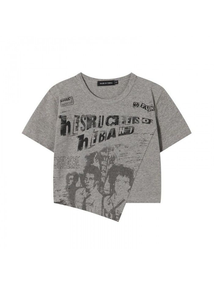 American Retro Spicy Girl Women's Short Sleeve T-shirt Summer Slim Small and Unique Short Top 