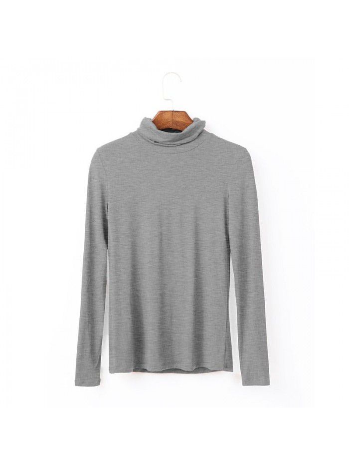 Women's autumn long sleeved T-shirt Women's solid color high neck modal base coat Women's autumn top 